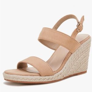 Womens Espadrille Wedge Sandals Heels Open Toe Platform Ankle Strap Buckle Shoes